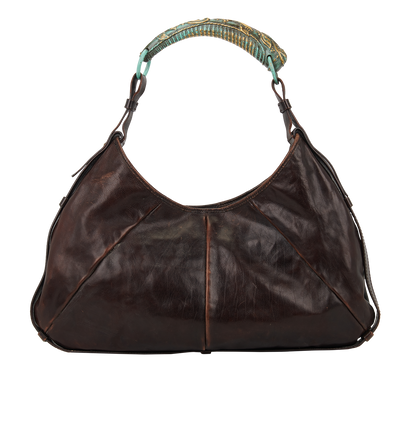 Vintage Mombasa Shoulder Bag, &pound;295, Handbags, Blue/Brown, Leather, Front view